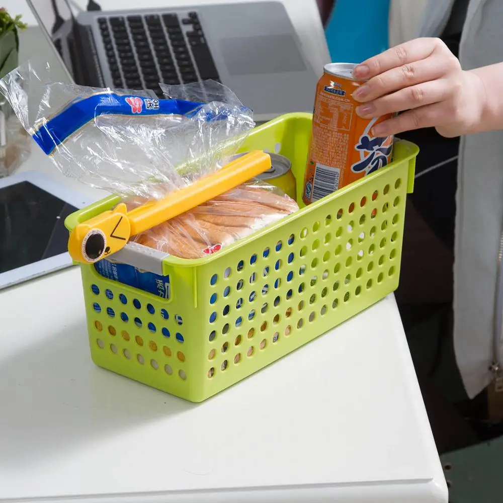 

New Hot Plastic Storage Basket Desktop Cosmetic Sundries Storage Box Toy Snack Case Makeup Organizer Hollow Bath Baskets