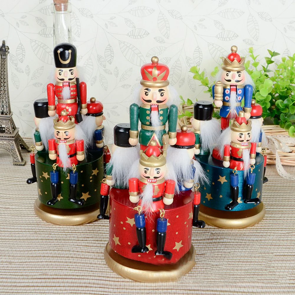 3 цвета, деревянная музыкальная шкатулка "Щелкунчик", Ретро Круглый Музыкальный Чехол, подарок на день рождения, винтажные аксессуары для украшения дома