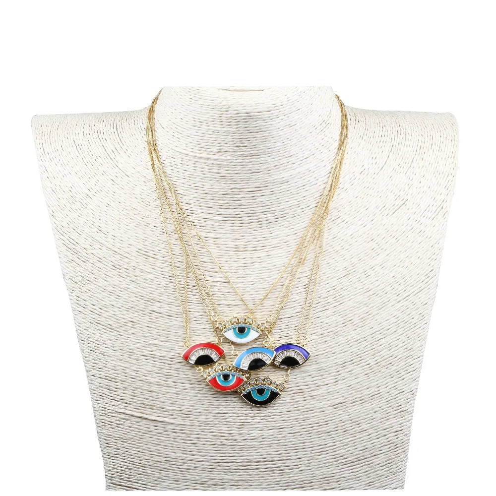 Fashion Lucky eye star evil eye pendant necklace colorful zircon charm gold color girlish choker jewelry designed for women