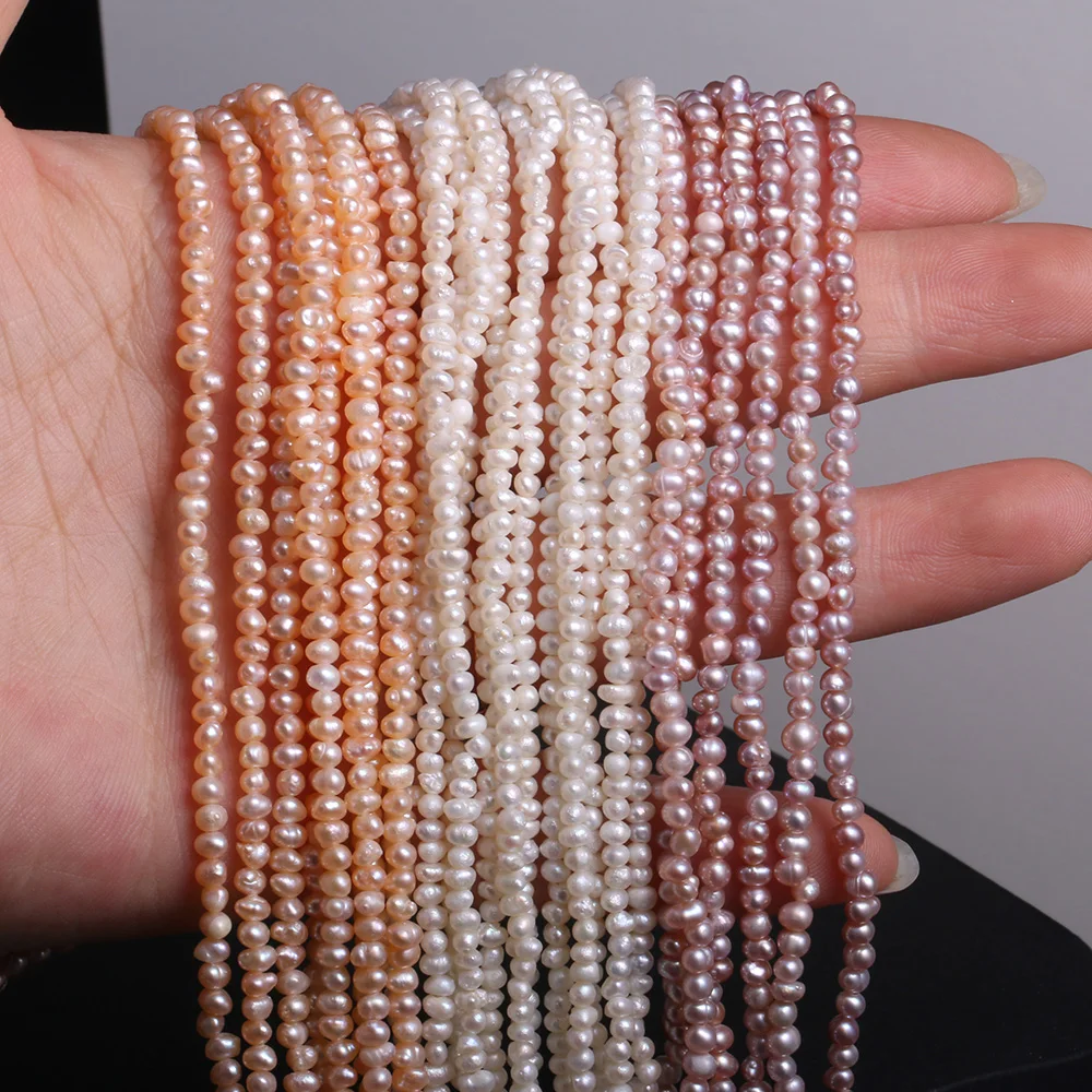 

Fine 100% Natural Freshwater Pearl Beaded 3-4mm Potato Loose Beads Pearls for Jewelry Making Bracelet DIY Necklace Strand 14''