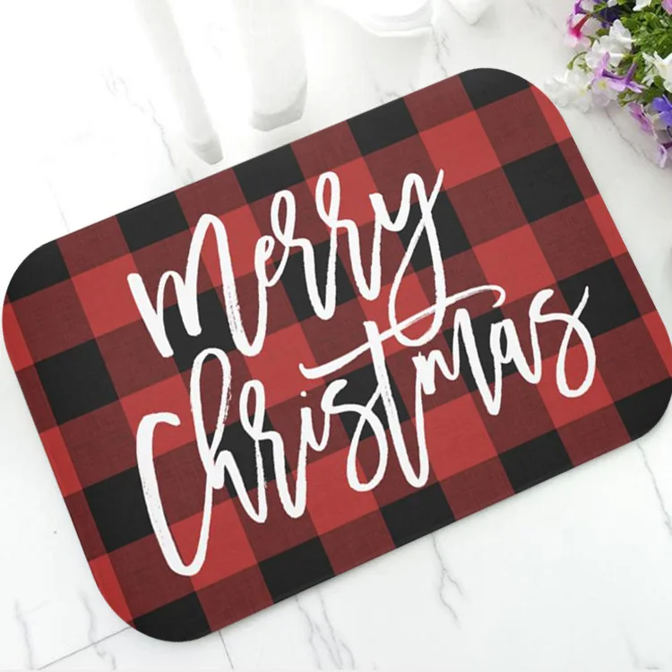 Merry Christmas Деревенский красный, черный Buffalo Check Рождественский коврик для отдыха плед Коврик Противоскользящий резиновый - Color: Merry Christmas