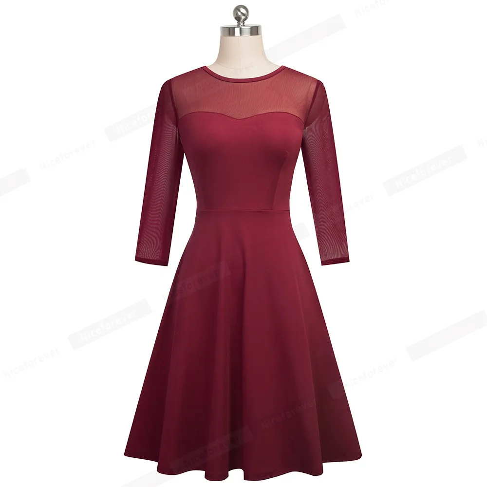 Милое-forever элегантное сексуальное Сетчатое кружевное лоскутное платье vestidos деловые вечерние женские осенние платья A170