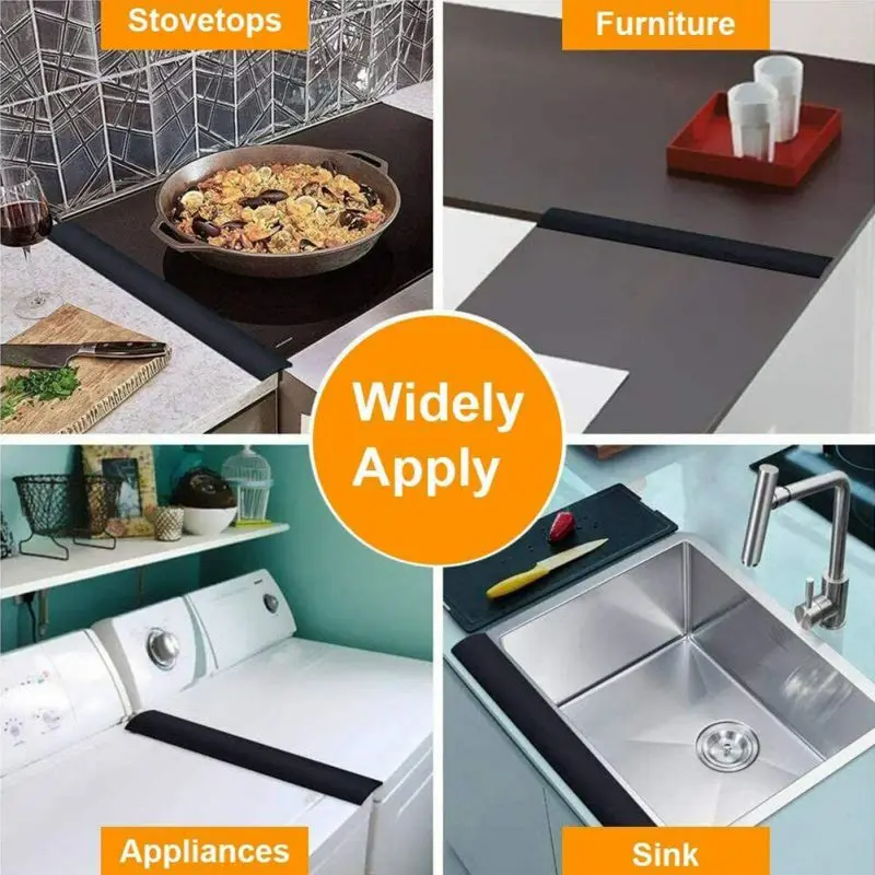 

Kitchen Silicone Stove Gap Cover Counter Sink Seal Kitchen Oil-gas Slit Filler Heat Resistant Mat Oil Dust Water Sealed Counter
