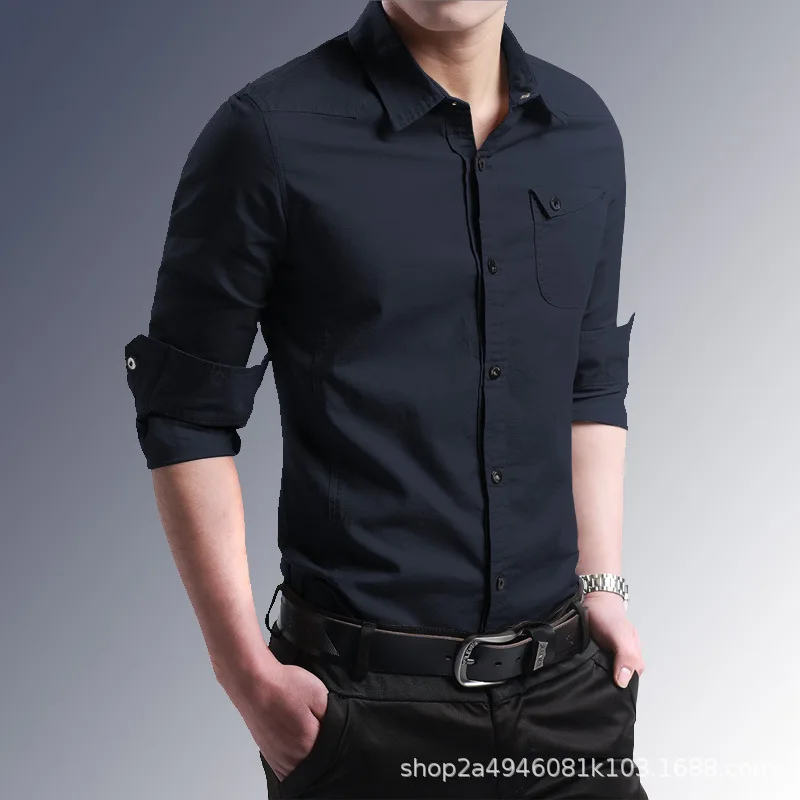 

Shirt men's long sleeve summer slim Korean fashion business leisure inch shirt professional top denim men's shirt non iron