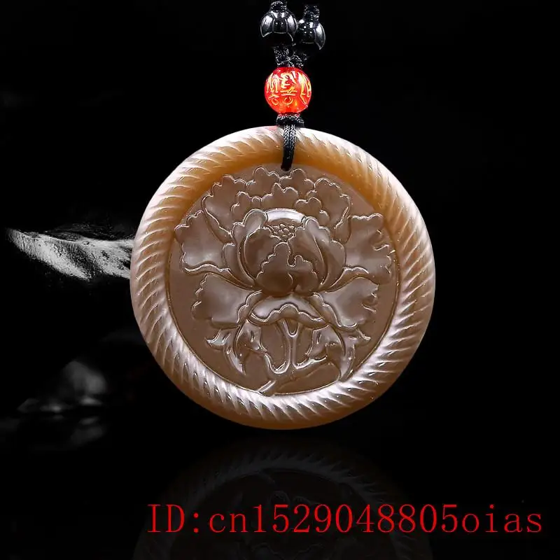 Подвеска с коричневой Нефритовой розой подарок на цветок натуральные ювелирные