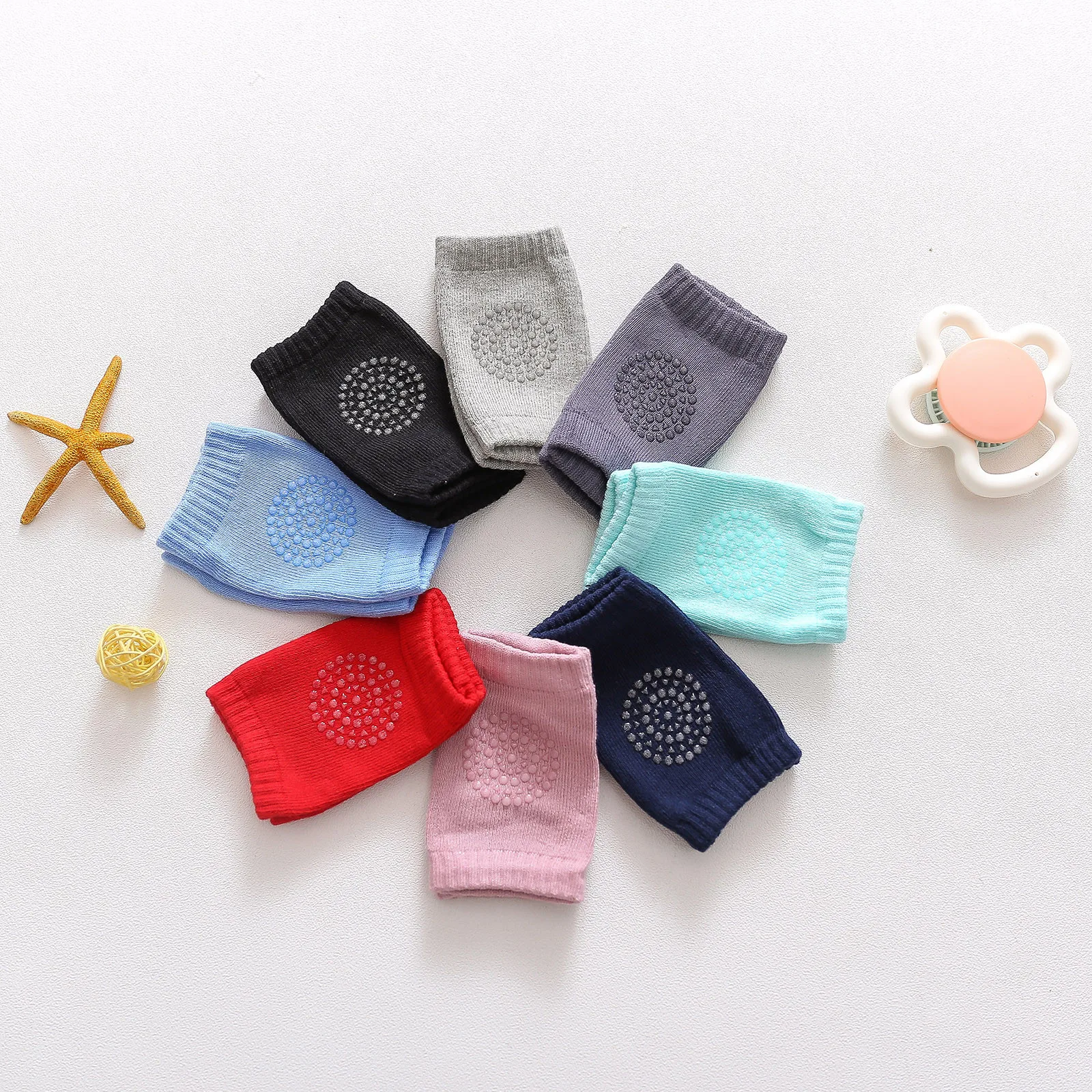 Solid Color Breathable Sports Non-slip Crawling Toddler Anti-fall Knee Pads Kid Socks Kids Baby Crawl Pads Gear