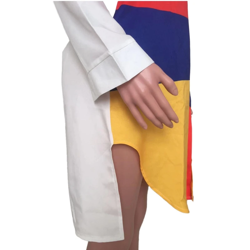 

Patchwork Contrast Color Long Sleeve Shirt Dress Women 2021 Turn Down Collar Button Asymmetrical Shirt Dress Casual Autumn Dress