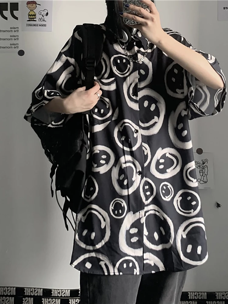 Блузка с принтом Fitshinling в готическом стиле Свободный кардиган гранж панк летняя
