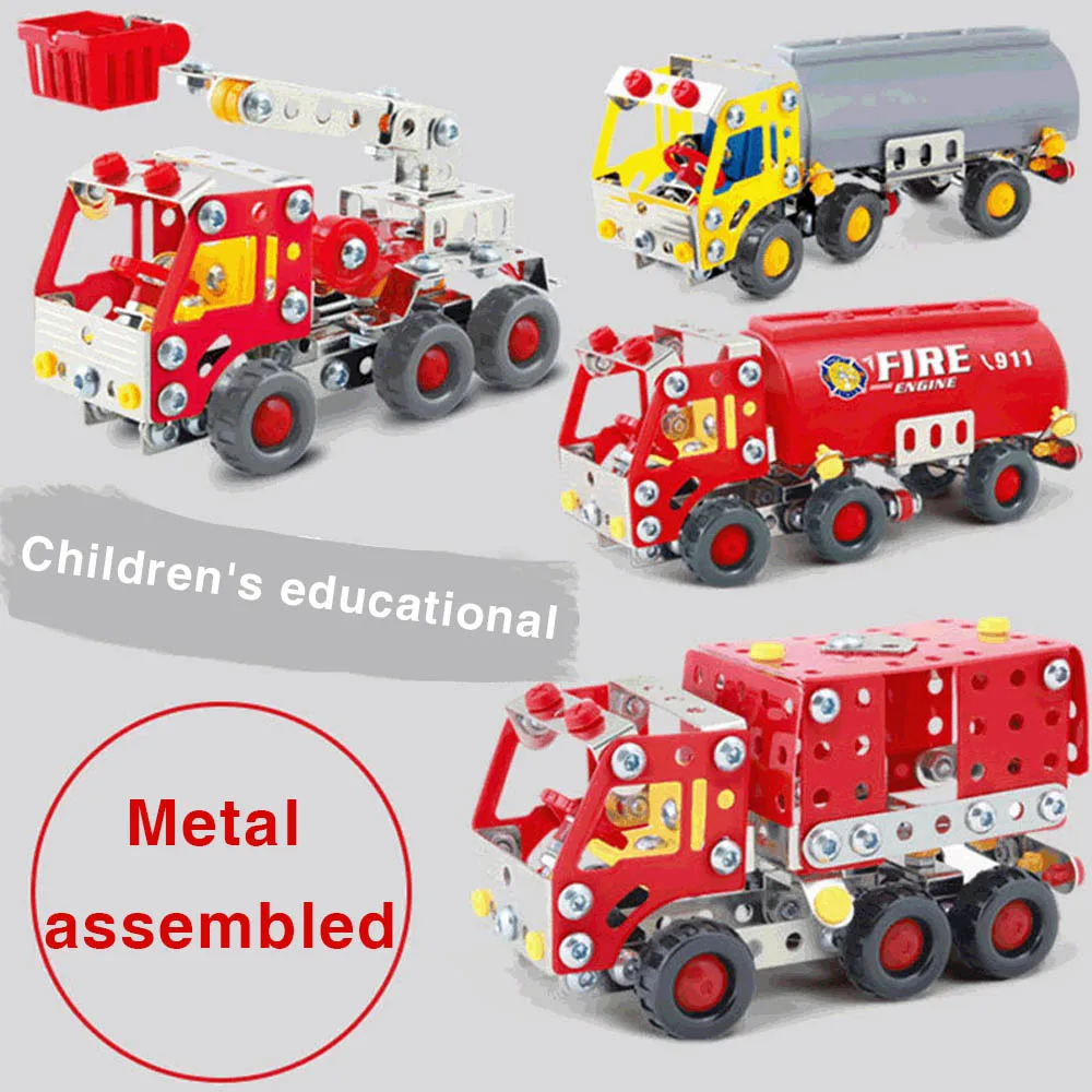 Детские развивающие игрушки сделай сам металлический пожарный автомобиль сплав