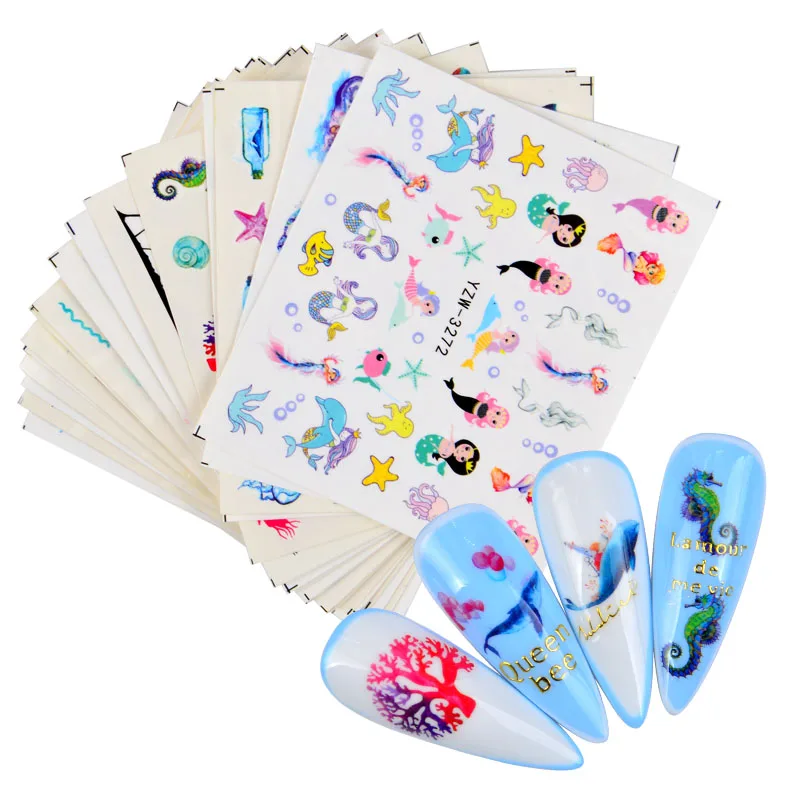 

Charms Flowers Leaf Nail Stickers Watercolor Nail Art Decals Sliders Manicure Decorations Foils Tattoo