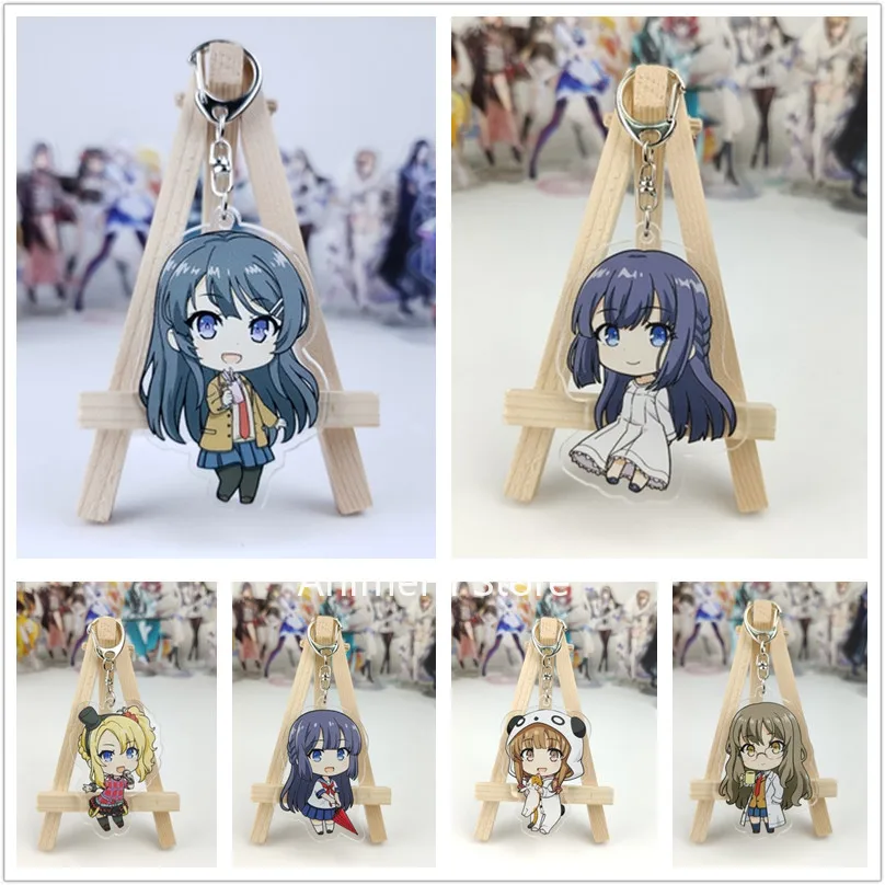

Anime Seishun Buta Yarou Series Keychain Figure Azusagawa Sakuta Sakurajima Mai Acrylic Bag Pendant Keyring for Gift
