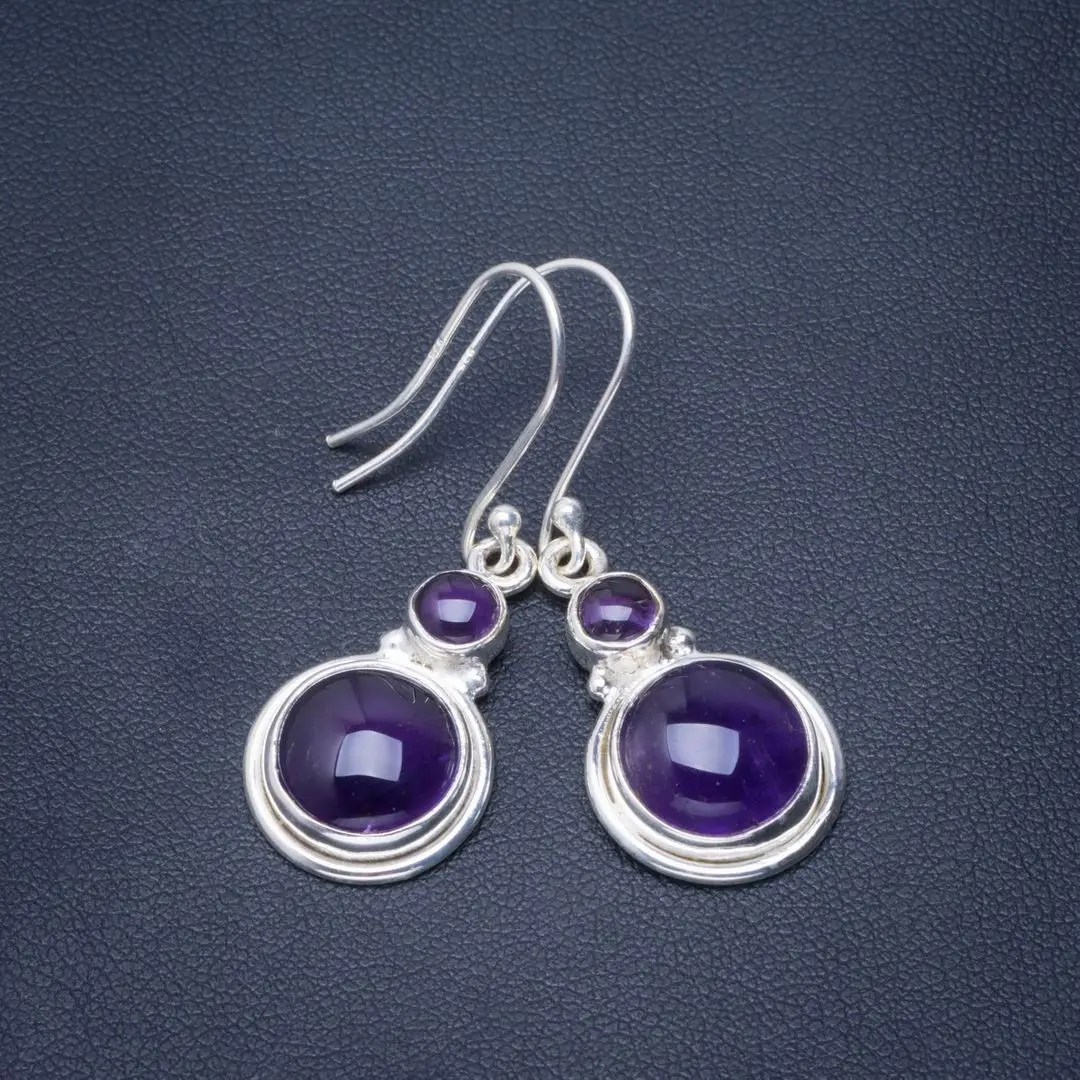 Уникальные сережки ручной работы из натурального аметиста серьги серебра с