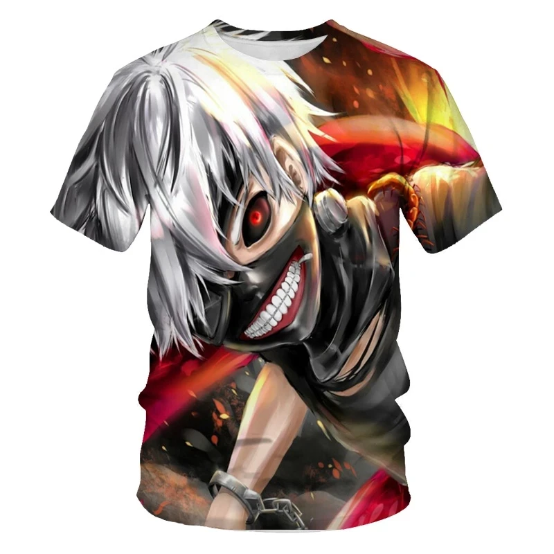 Модная Летняя мужская футболка фильм одежда с надписью «Tokyo Ghoul 3D печатных Повседневная футболка мужская одежда для хип-хопа футболка для му...