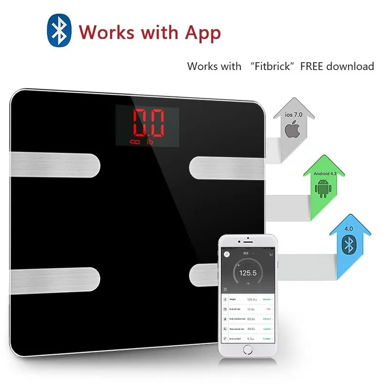Весы для тела с Bluetooth водяным полом для ванной, весы для ванны, цифровые весы для тела, весы, весы, BMI для IOS Android