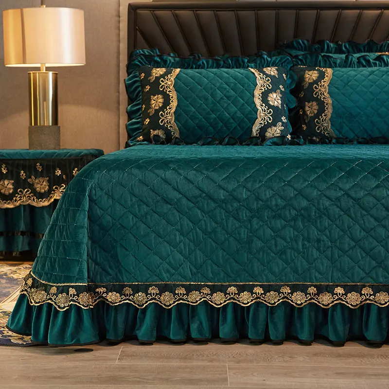 Европейское кружевное Хрустальное бархатное покрывало толстое мягкое для
