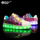Светящиеся кроссовки для мальчиков и девочек, светодиодная обувь с подсветкой на подошве, зарядка через USB, Размеры 25-37