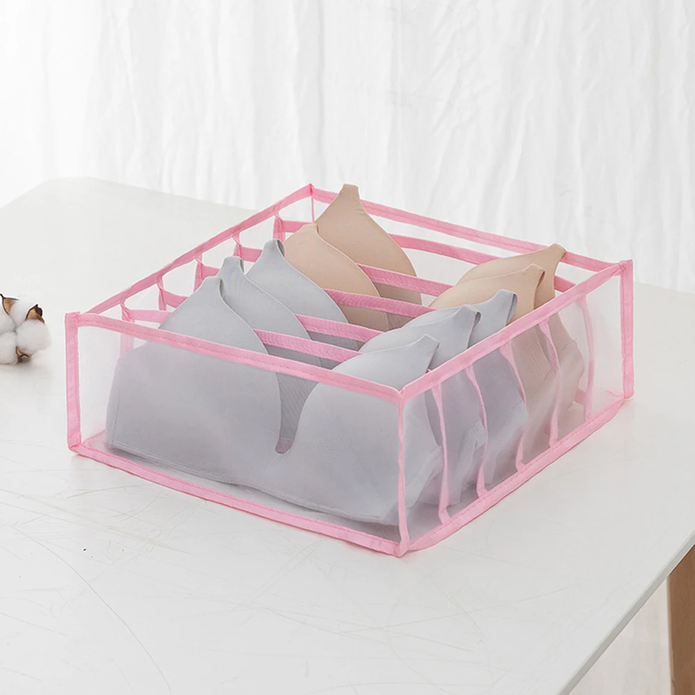 

Storage Box Cabinet Drawer Divider 3pcs Foldable Underwear Storage Box Nylon Divider Socks Drawer Closet Organizer