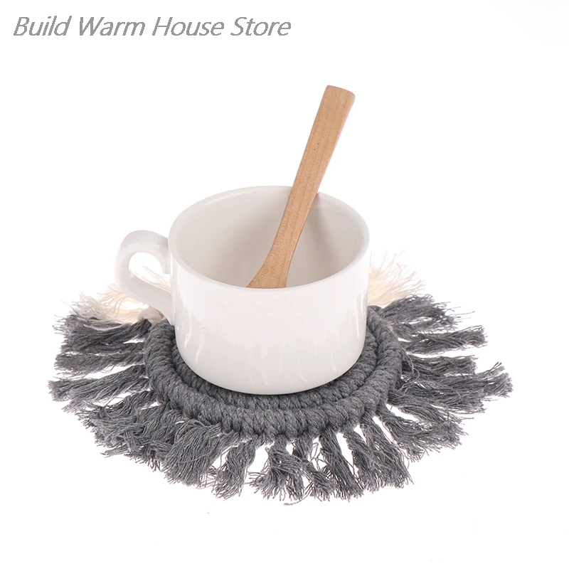 

Cotton Braid Coaster Handmade Macrame Cup Cushion Bohemia Style Cup Mat