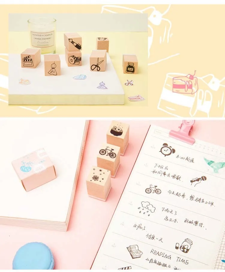 Деревянная печать Bullet Journal серия милые практичные функции канцелярские принадлежности DIY граффити прозрачный штамп печать дневник украшение дома
