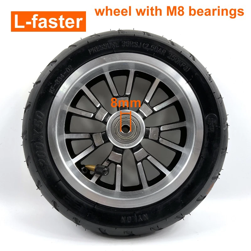 With M8 bearings 8 дюймов алюминиевая ступица пневматическое колесо для скутера E-twow без подшипников, но с внутренней трубкой - Цвет: With M8 bearings