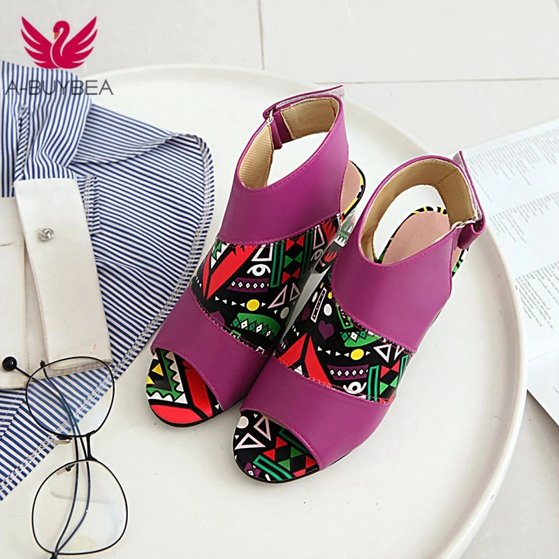 Новые женские босоножки Летние разноцветные ботинки с открытым носком на