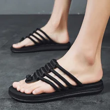 High quality Brand Hot Sale Flip Flops Men Summer Beach Slippers Men Fashion Sandals Breathable Casual Men Slippers Black