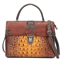 Women Alligator Handbag Female Genuine Leather Top Handle Bag Fashion Crocodile Shoulder Bag Lady Briefcase Retro Crossbody Bag