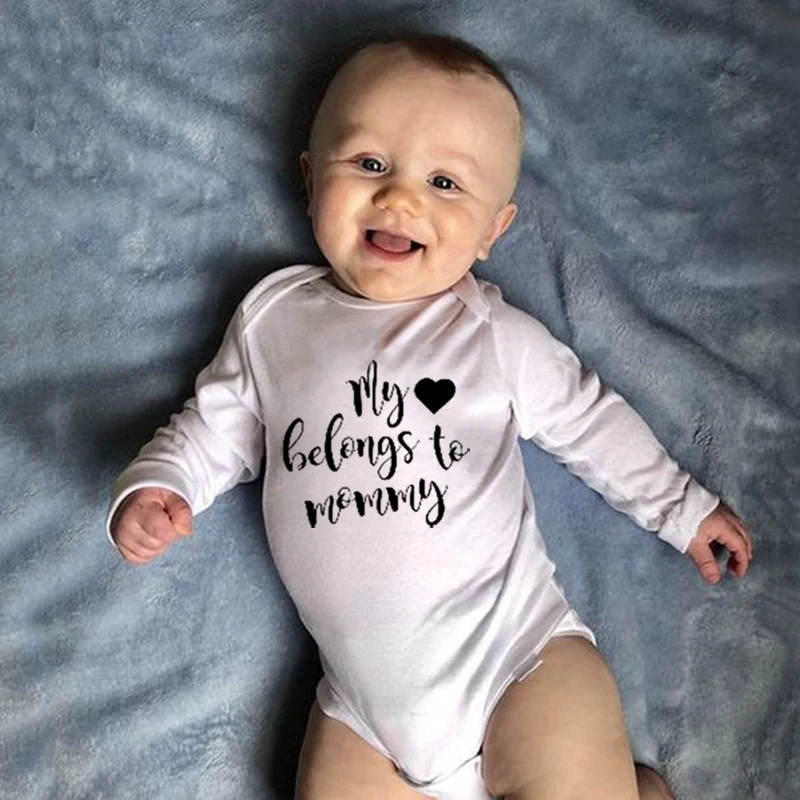 Хлопковый комбинезон для новорожденных с надписью «My Heart» «Mommy»; комбинезон с длинными рукавами для маленьких мальчиков и девочек; Милая модная одежда для малышей от 0 до 24 месяцев