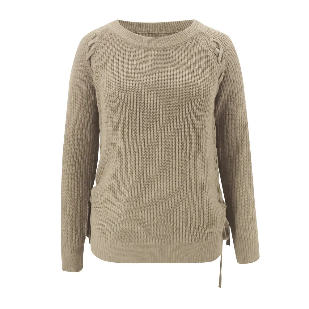 

Женская весенне-осенняя одежда, однотонный тонкий свитер средней длины, вязаные женские теплые толстые Повседневные пуловеры с длинным рук...