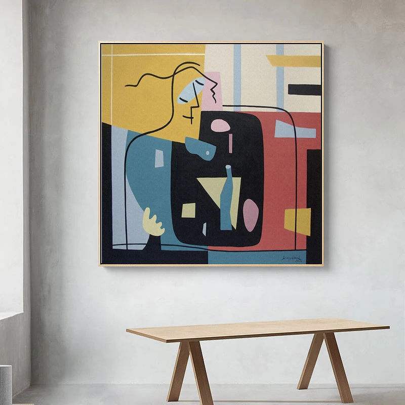 

Vintage Abstract Figure Love Canvas Painting Art Nordic Posters and Prints Wall Pictures for Living Room Decoration Frameless