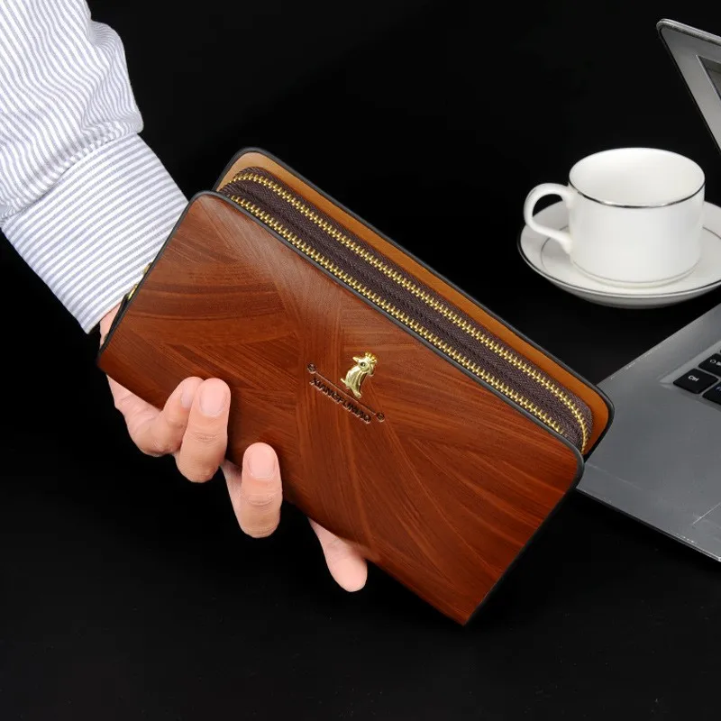 

Vintage men's leather Wallet Men Double Zipper PU Wallets Purse for Men Clutch Male portafoglio uomo billeteras para hombre