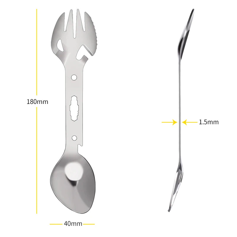 

2 In 1 Spoon Fork Camping Fork Spoon Multi-Function Stainless Steel Cutlery Outdoor Cooking Camping Equipment Hiking Cooking
