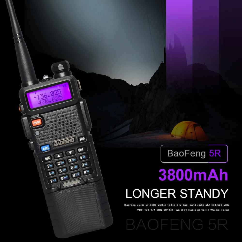 Baofeng UV-5R рация 8 Вт 3800 мАч переносная любительская радиостанция VHF 136-174 МГц UHF 400-520 МГц Baofeng Радио