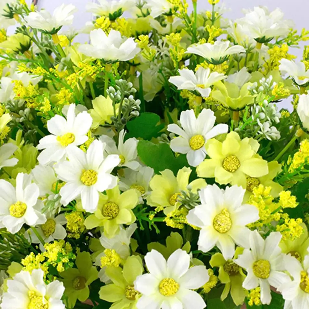 1 букет 28 голов искусственные мини Daisyed шелковая ткань с цветочным рисунком милое