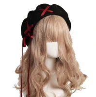11 colors lolita berets wool blend hat women girls lace up sailor style preppy chic college students cap