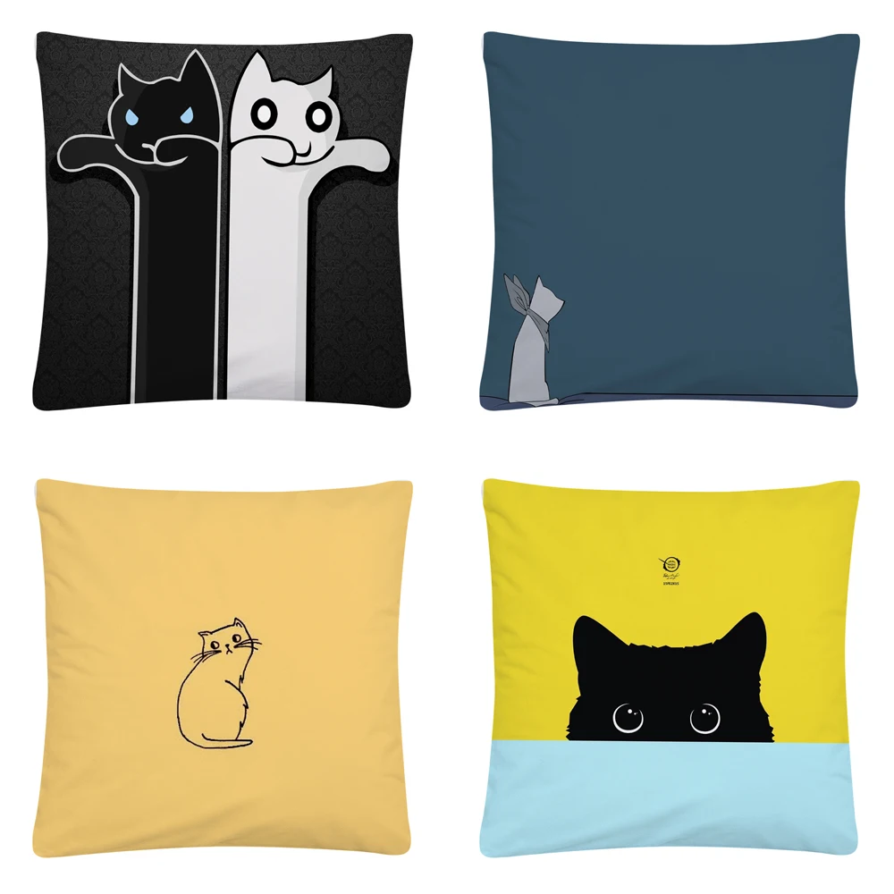 

Minimalist Cat beautiful pattern Soft Short Plush Cushion Cover Pillow Case for Home Sofa Car Decor Pillowcase 45X45cm