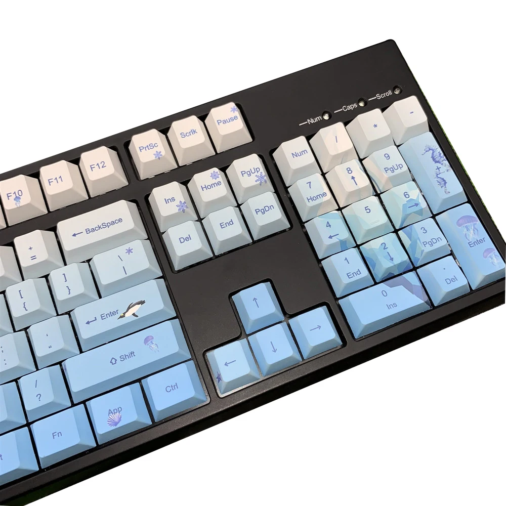 

Ice Age PBT Keycaps Original Height Cherry Profile Five Sides Dye Sublimation Gradient Blue for Gaming Mechanical Keyboard