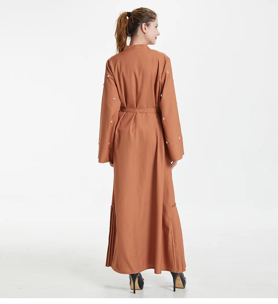 Мусульманское Открытое платье абайя женское элегантное жемчужное Дубай