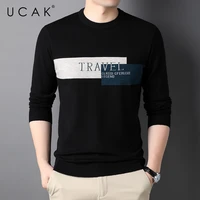 ucak brand casual sweater men clothing new arrival o neck striped streetwear sweater pull homme autumn winter pullover u1350