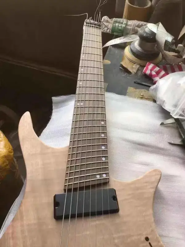 Musoo бренд незавершенный 8 струн fanned fret безголовая электрогитара
