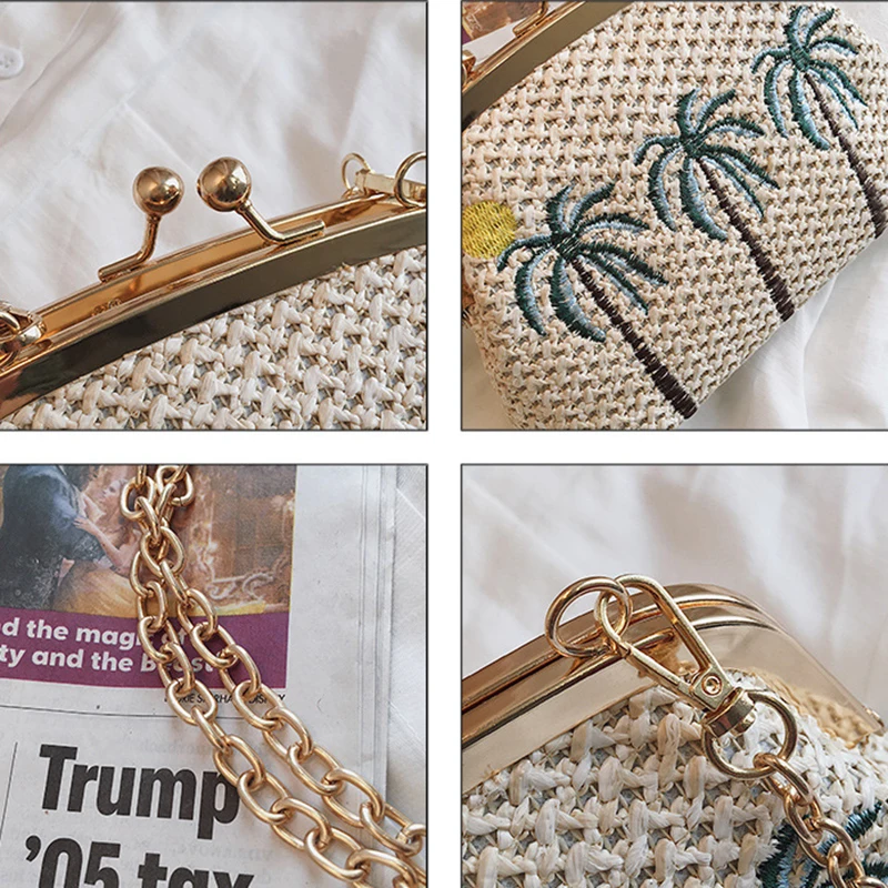 Новая летняя женская пляжная Соломенная сумка-мессенджер 2019 Вышивка богемный