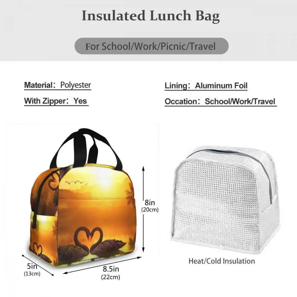 

Love Lake Sunset Cooler Lunch Box Portable Insulated Lunch Bag Thermal Food Picnic Lunch Bags