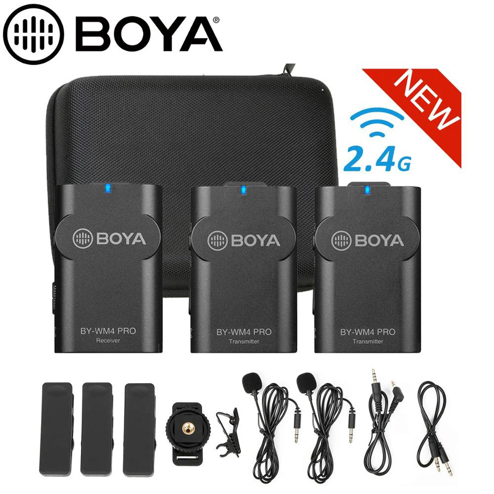 

Петличный микрофон BOYA BY-WM4 PRO, K1, K2, K3, K4, K5, K6, 2,4G, беспроводной, для DSLR-камеры, Canon, Nikon, iPhone, Android, YouTube, Facebook