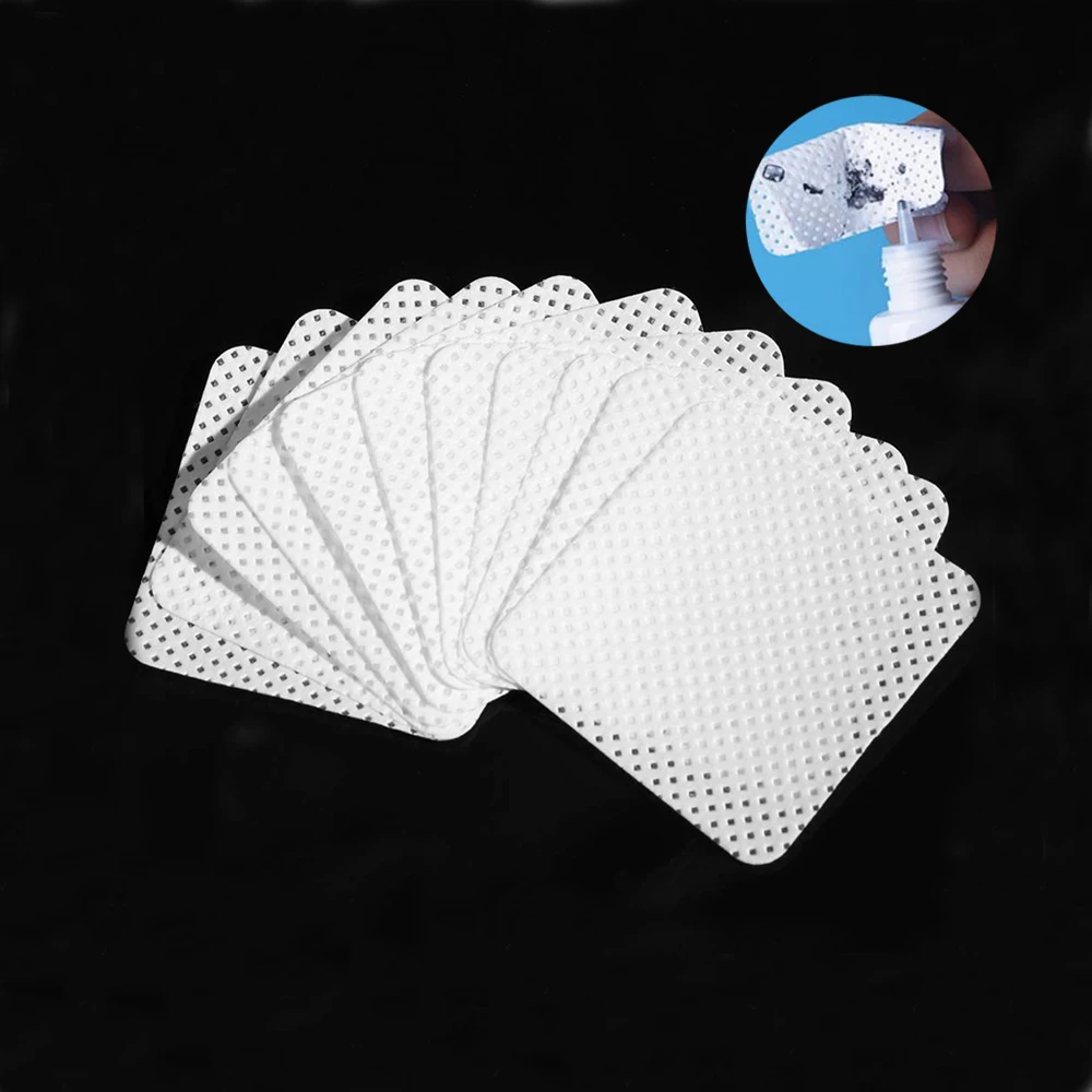 

100PCS/Pack Eyelash Glue Remover Wipe Lint-Free Paper Cotton Wipes Glue Bottle Mouth Cleaning Cleaner Paper Pad eyelash Tools