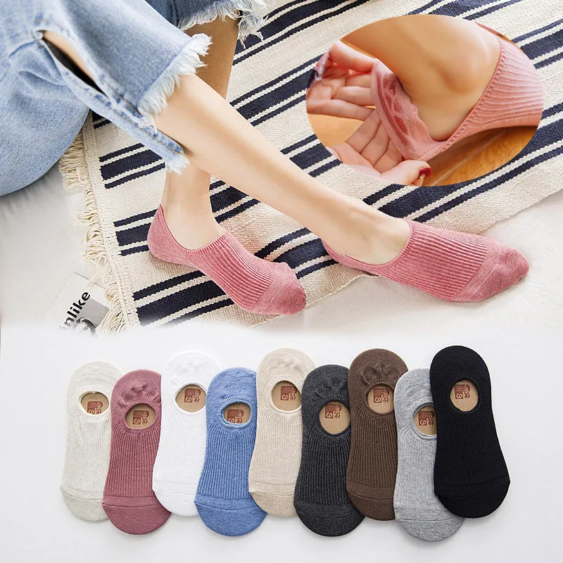 Женские Дышащие носки 5 пар/лот однотонные удобные из хлопка короткие невидимые в