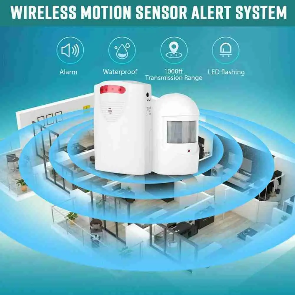 

New Home Wireless Driveway Alarm Infrared Motion Sensor Garage System Welcome Security Alert Split Doorbell Induction Y1B6