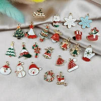 10pcs christmas tree santa claus socks drip oil alloy pendant diy jewelry accessories charms for bracelet making designer charm