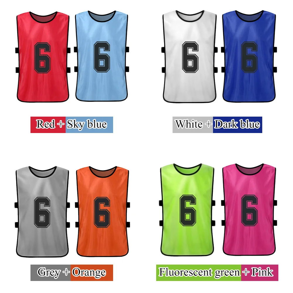 12 PCS Adults Soccer Pinnies 2 Colors Quick Drying Football Team Jerseys Youth Sports Scrimmage Training Numbered Vest | Спорт и