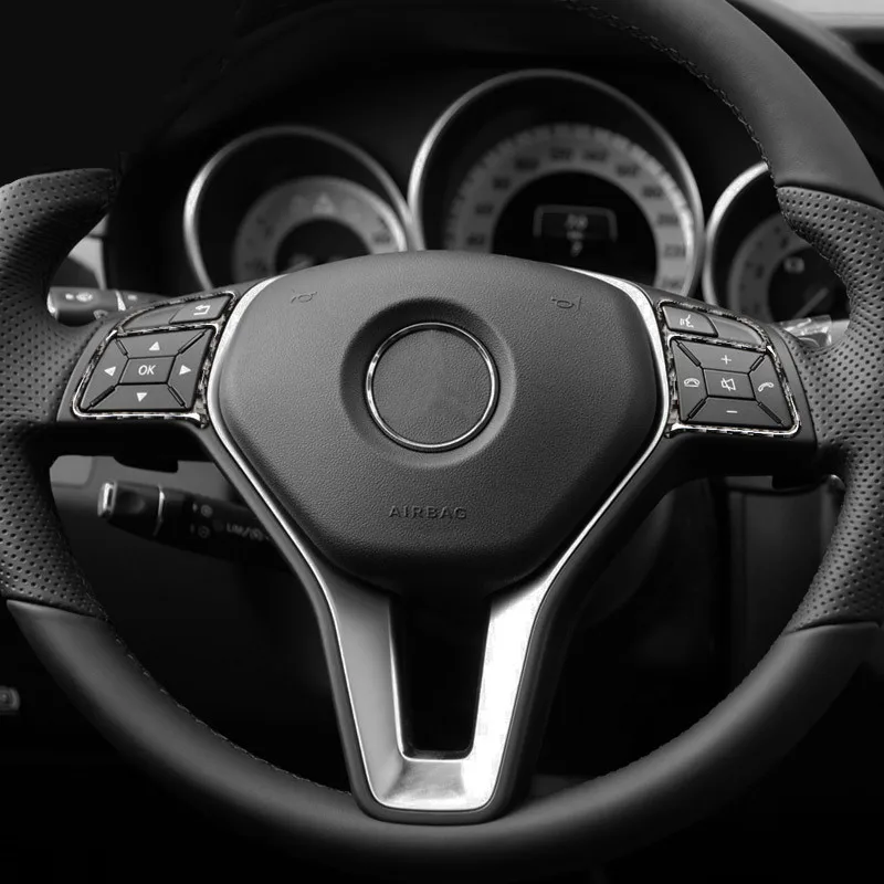 Руль из углеродного волокна кнопки рамка декоративная накладка 2 шт. для Mercedes Benz