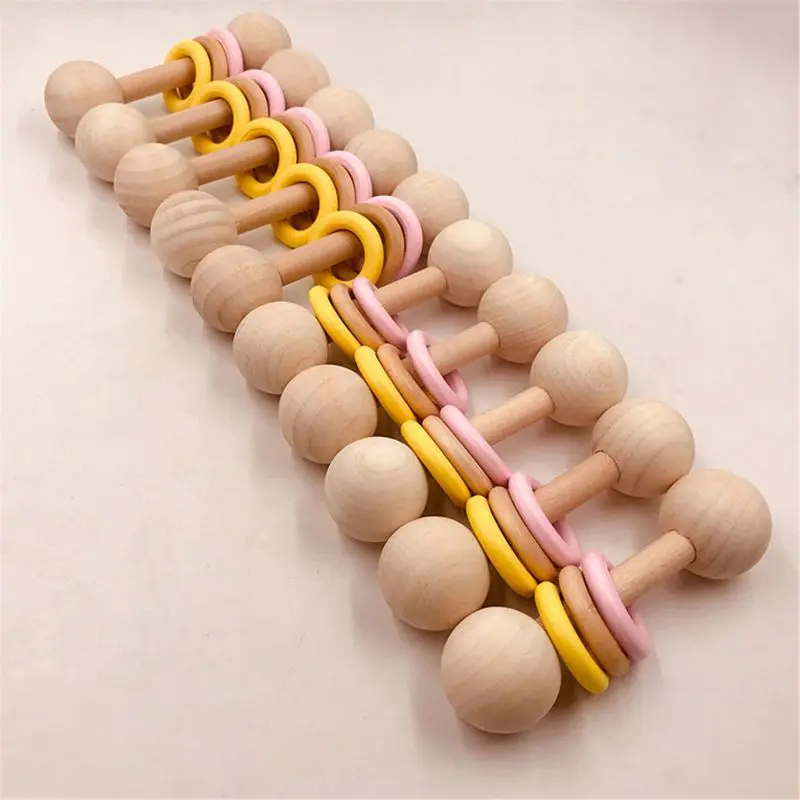 OOTDTY Organic Wood Montessori Styled Baby Rattle Perfect Grasping Teething Toy for Toddlers Natural Safety Paint | Игрушки и хобби